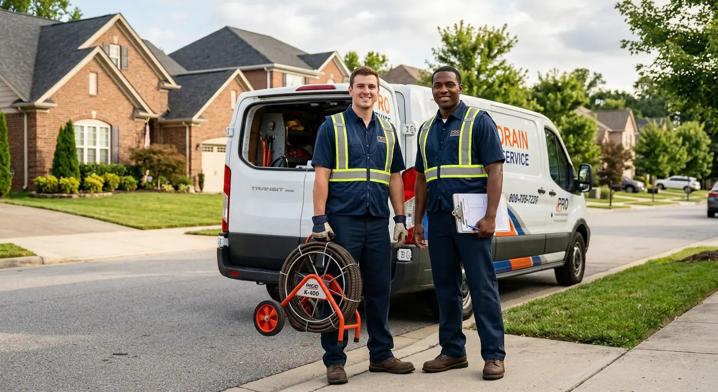 Sewer and drain service team with equipment ready for work in Oak Ridge